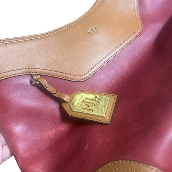 Lauren Ralph Lauren Red and Tan Leather Bag - Picture 3 of 14
